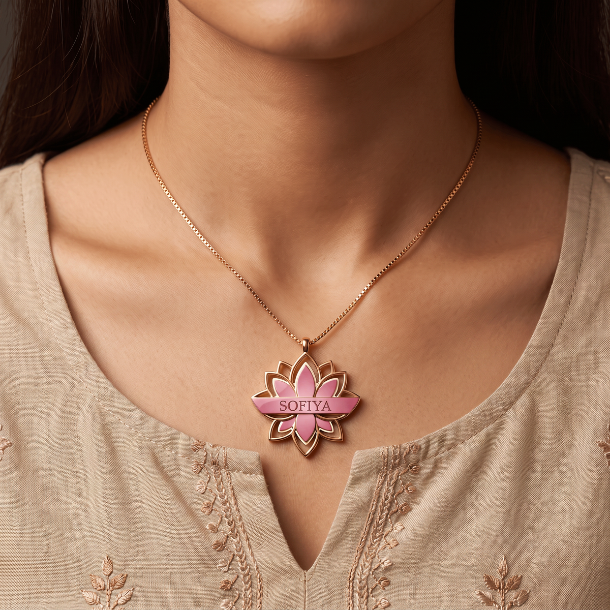 Customize Lotus Name Necklace