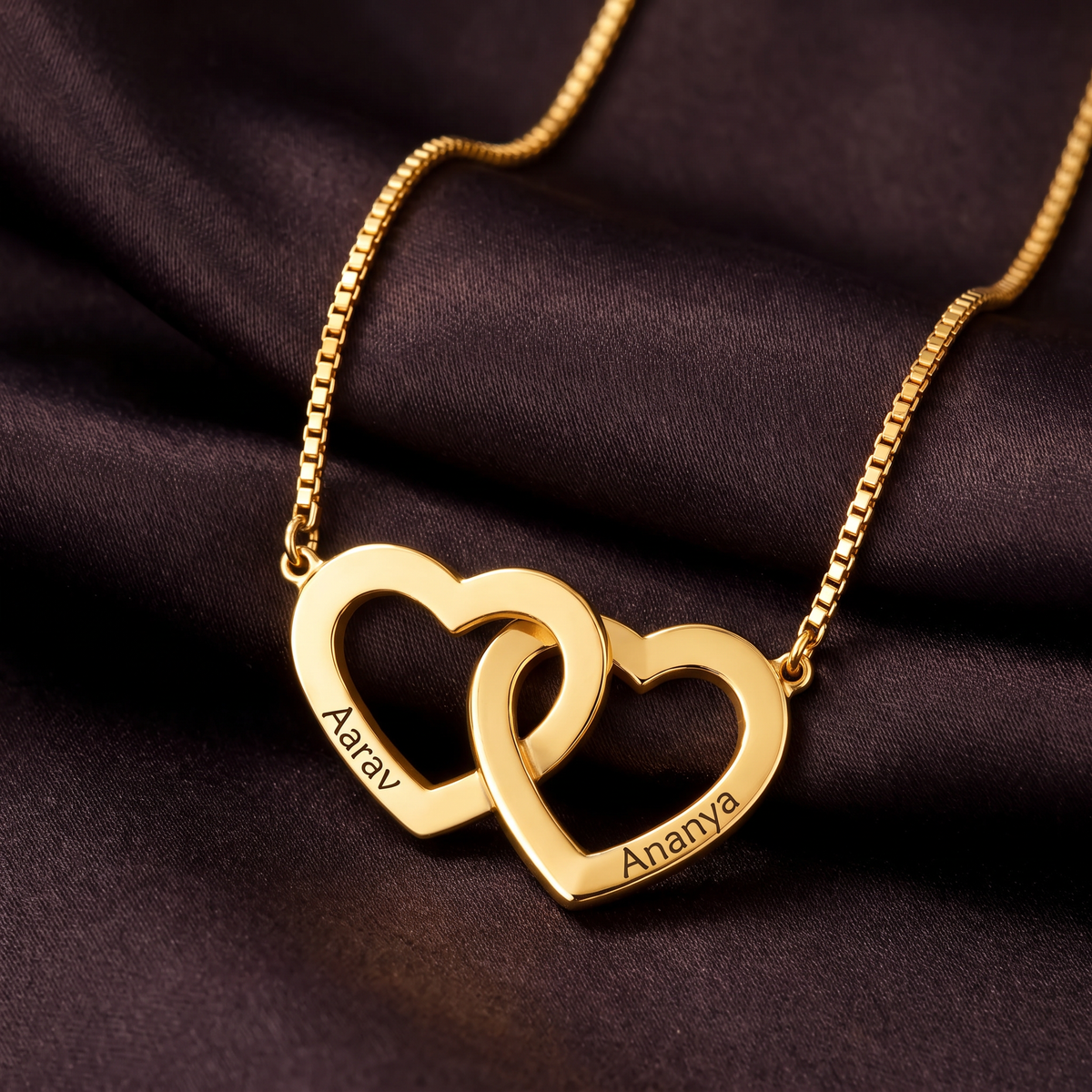 Interlock Heart Name Necklace with Free Stud Earrings