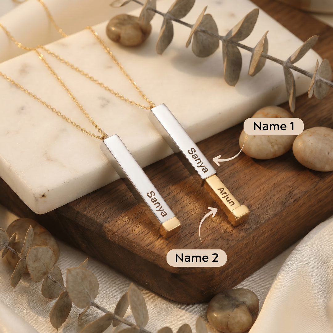 Hidden Couple Name Bar Necklace