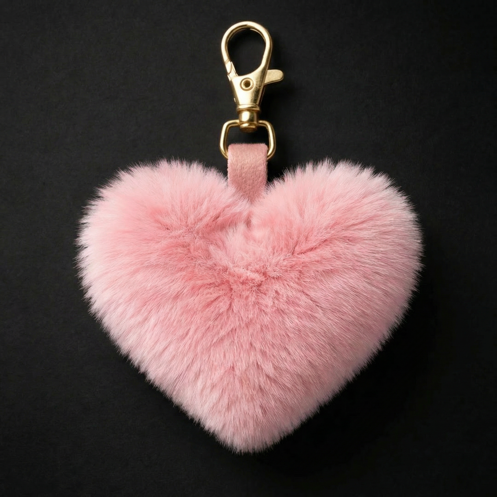 Heart Shape Fur Keychain Pink