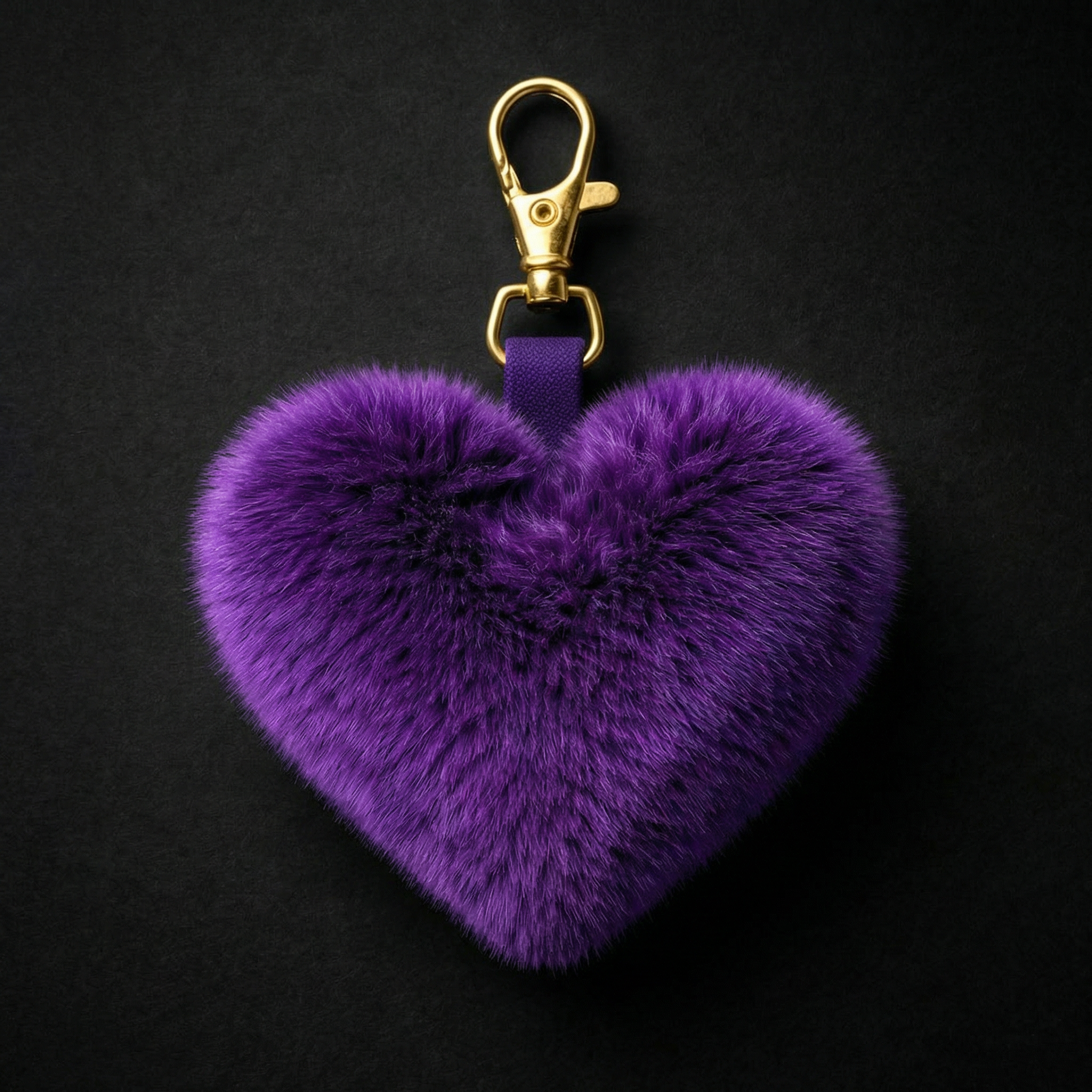 Heart Shape Fur Keychain Pink