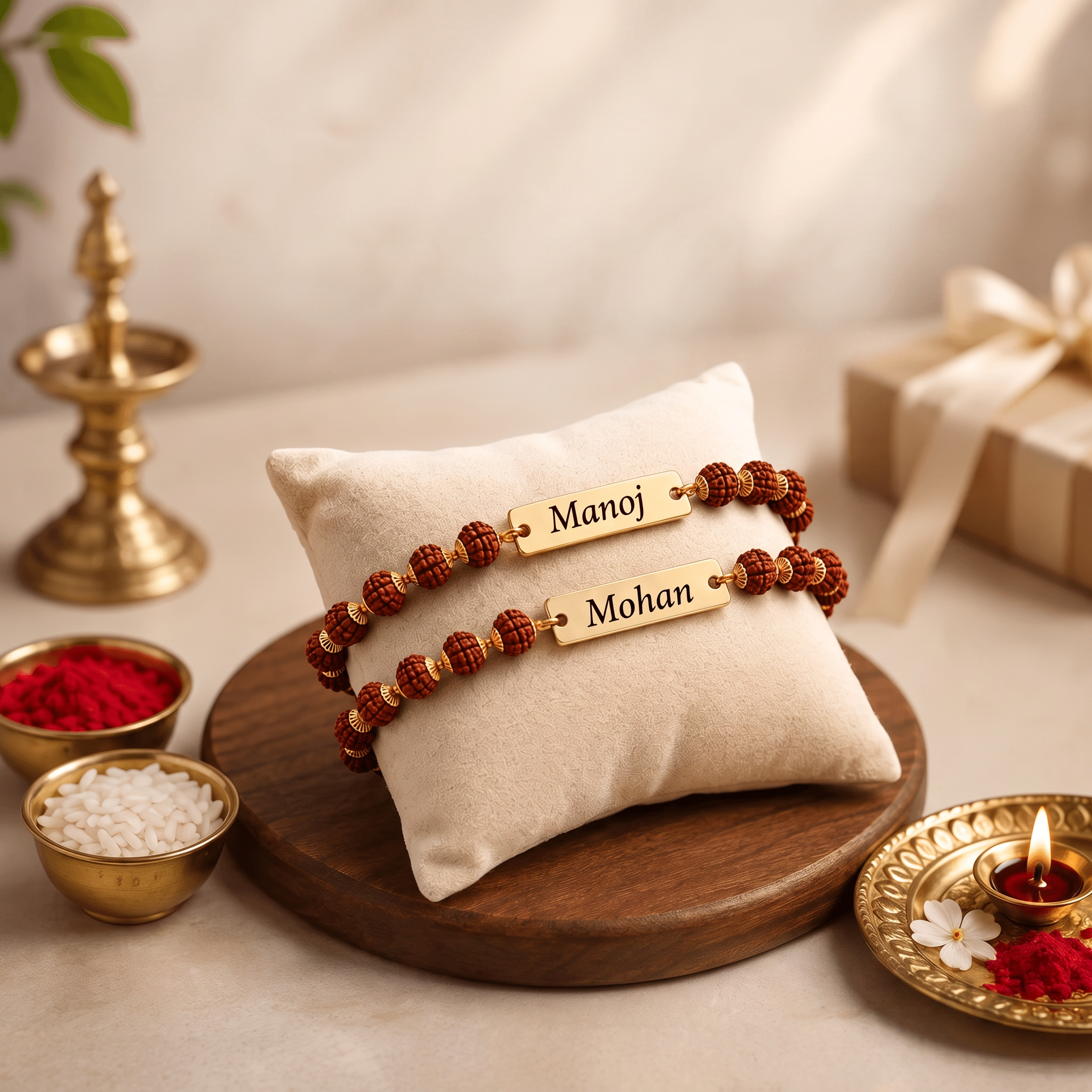 Customize Rudraksh Rakhi (Set of 2 Pcs)