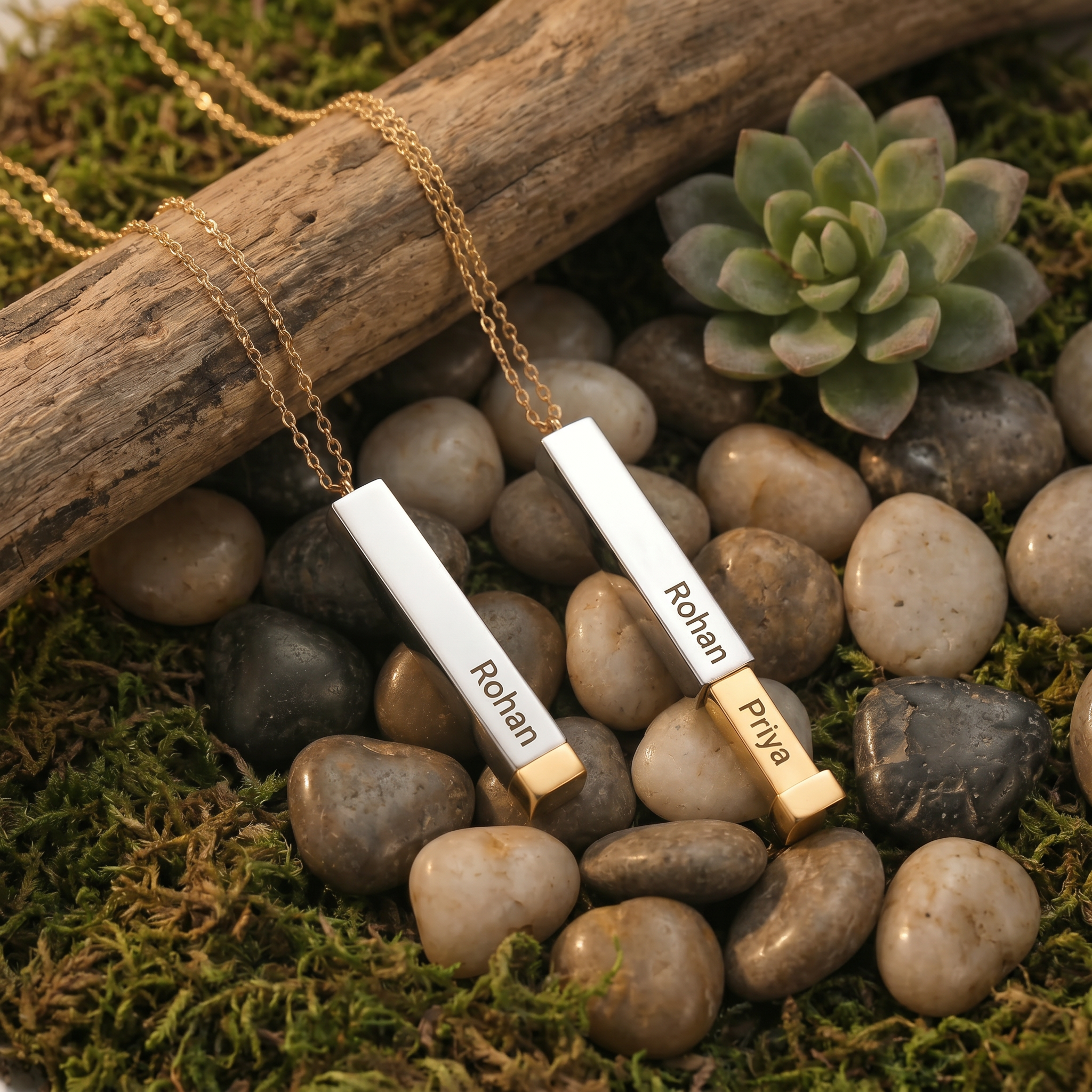 Hidden Couple Name Bar Necklace