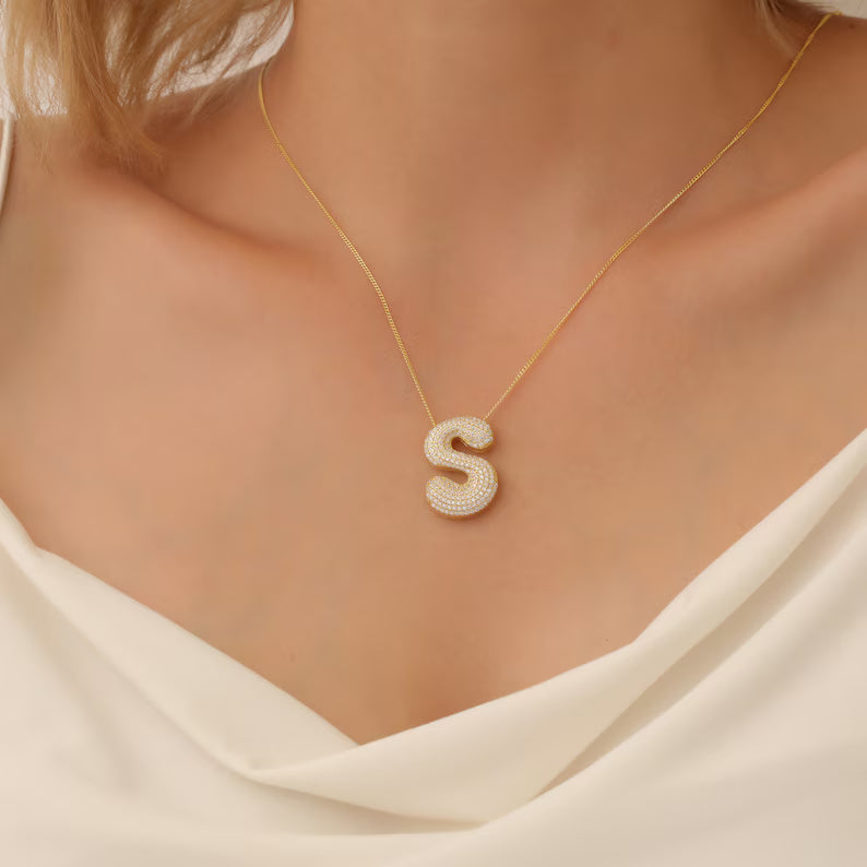 Diamond Initial Bubble Necklace