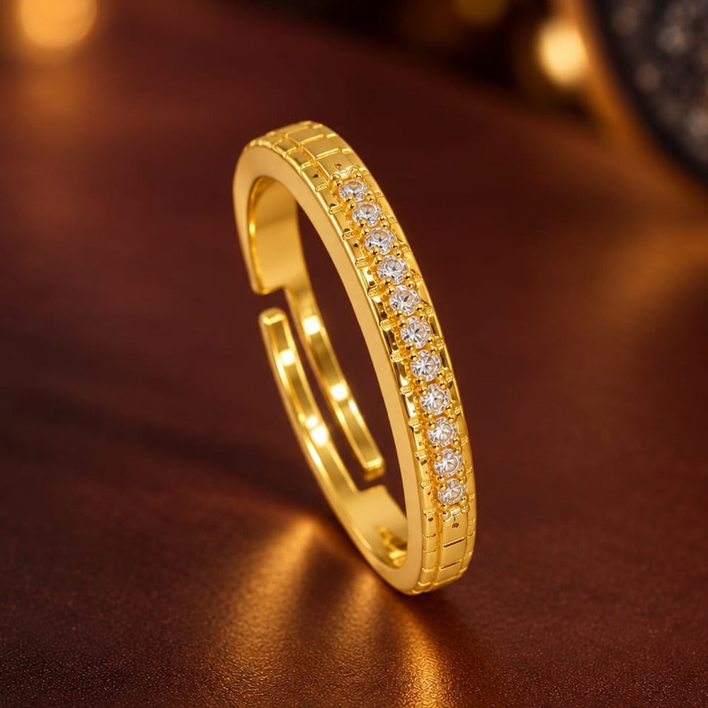 Classic Eternity Band - slim gold band with a row of stones