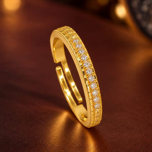 Classic Eternity Band - slim gold band with a row of stones