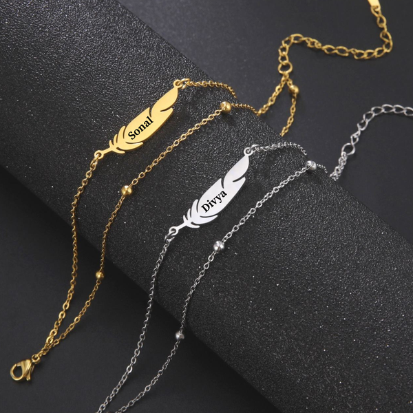 Customize Feather Name Anklet for Women – Zivi Fashion