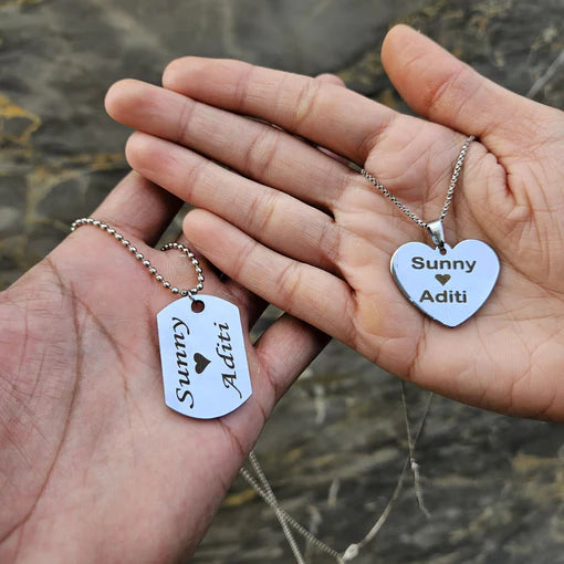 Customize Couple Photo Necklace Combo