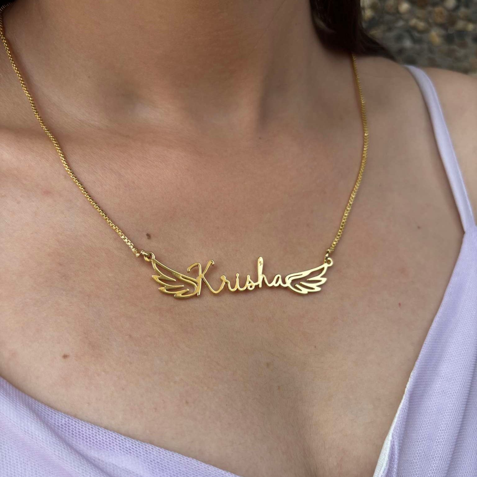 Angel Wings Name Necklace