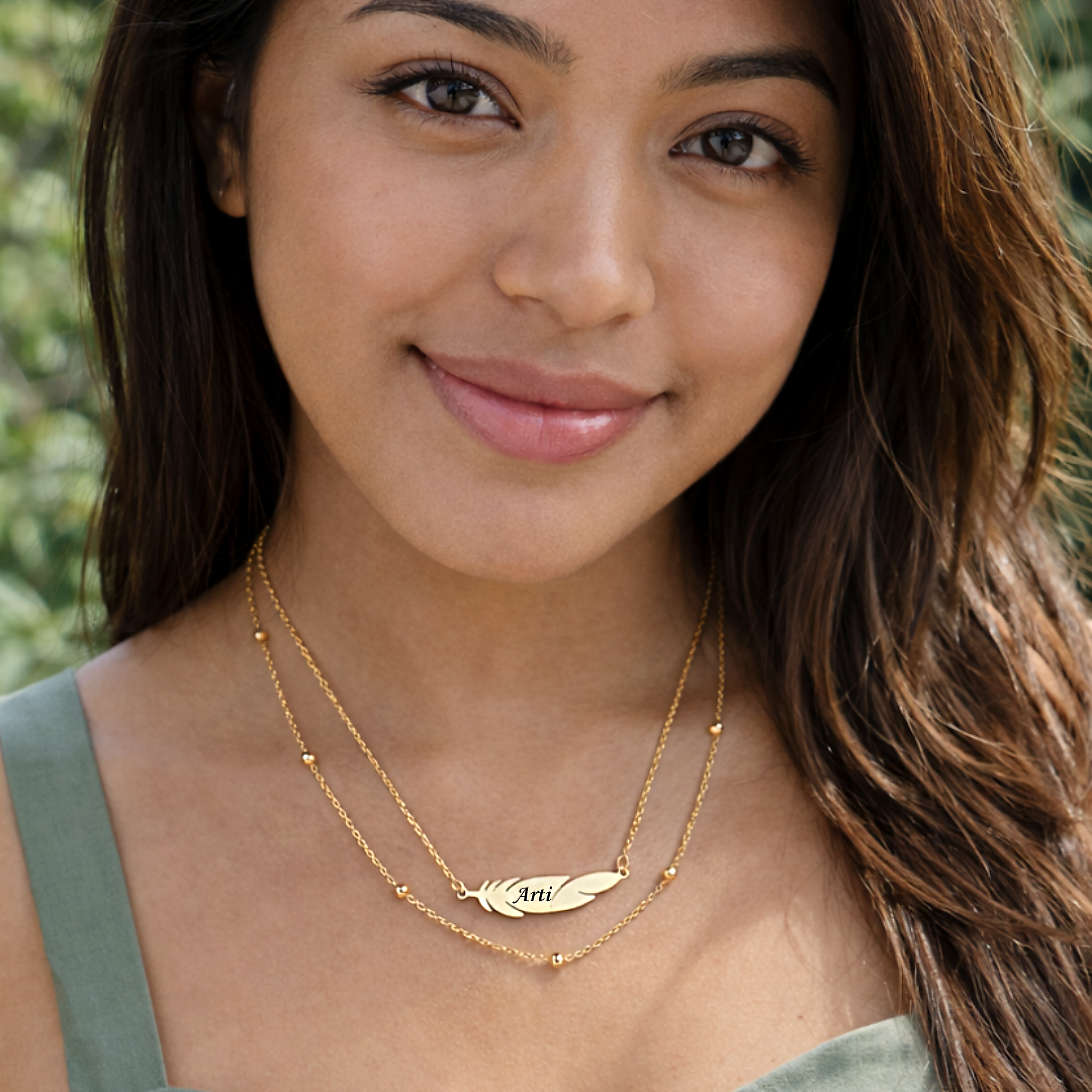 Feather Name Necklace