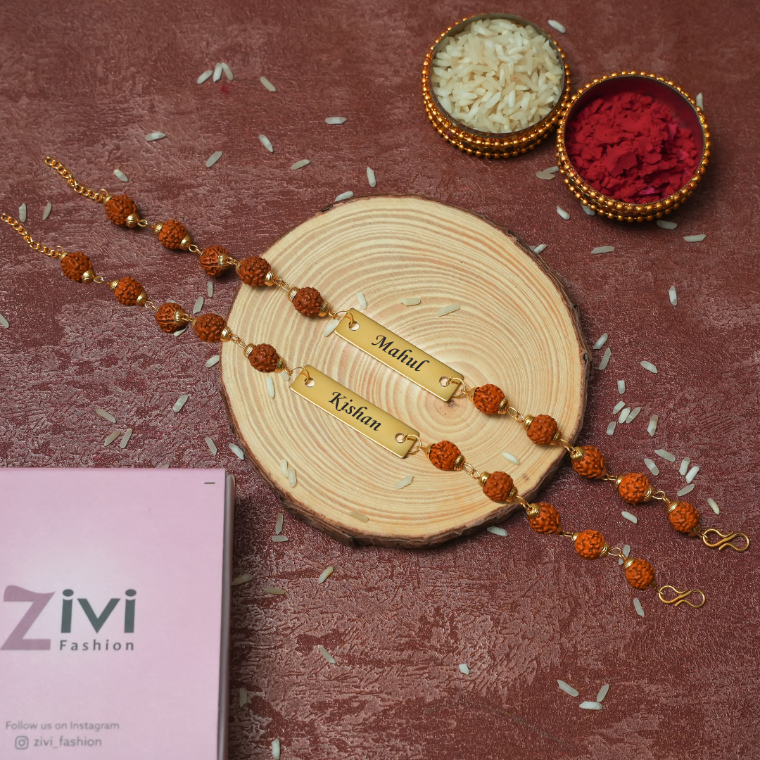 Rudraksh Name Rakhi ( Set of 2 Pcs )