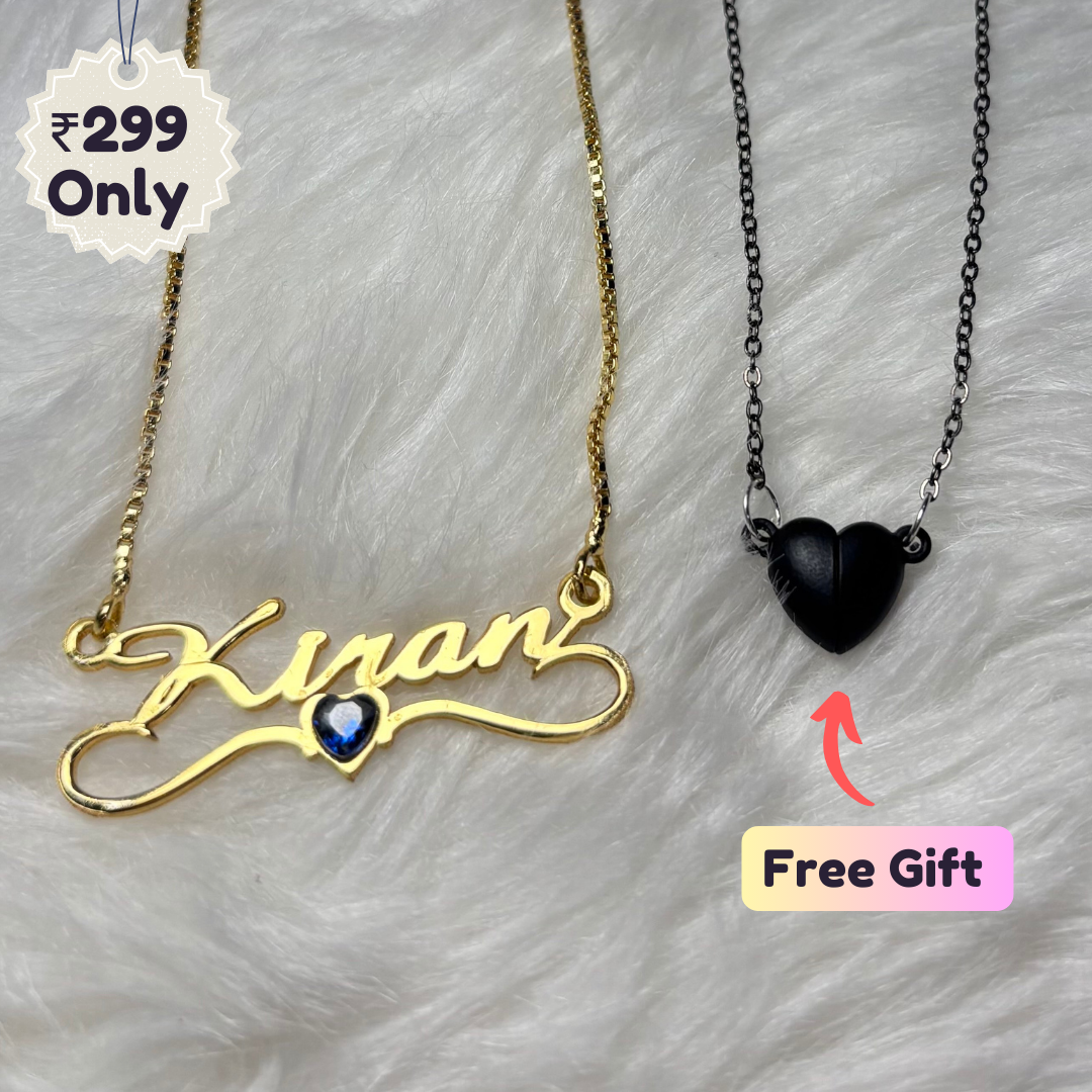 Crystal Heart Name Necklace + 1 Free Gift