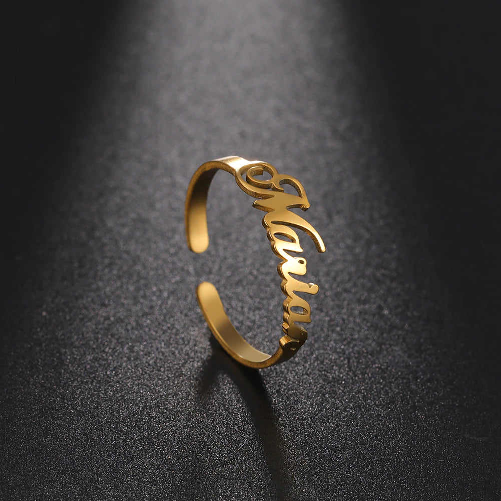 Customize Gold Single Name Ring