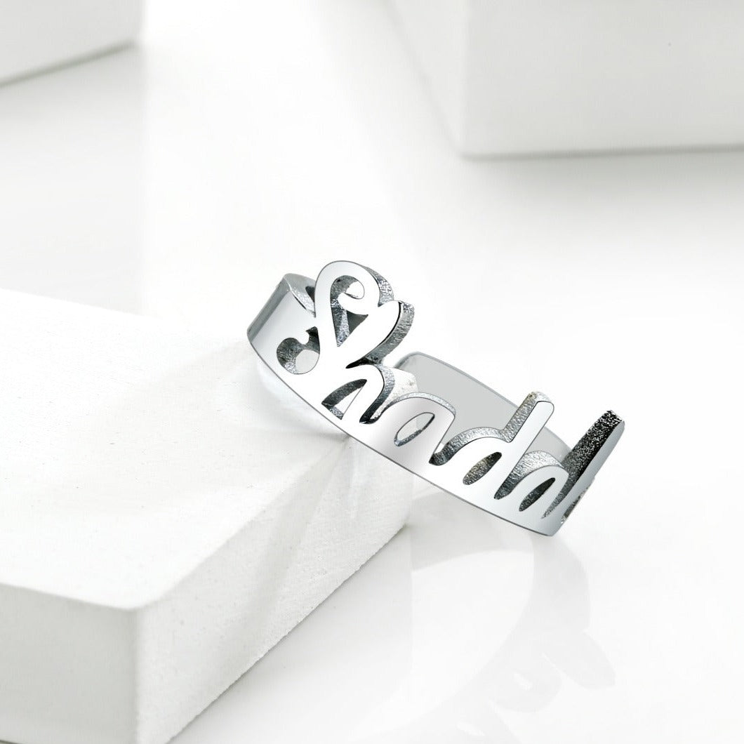 Silver Single Name Ring – Zivi Fashion