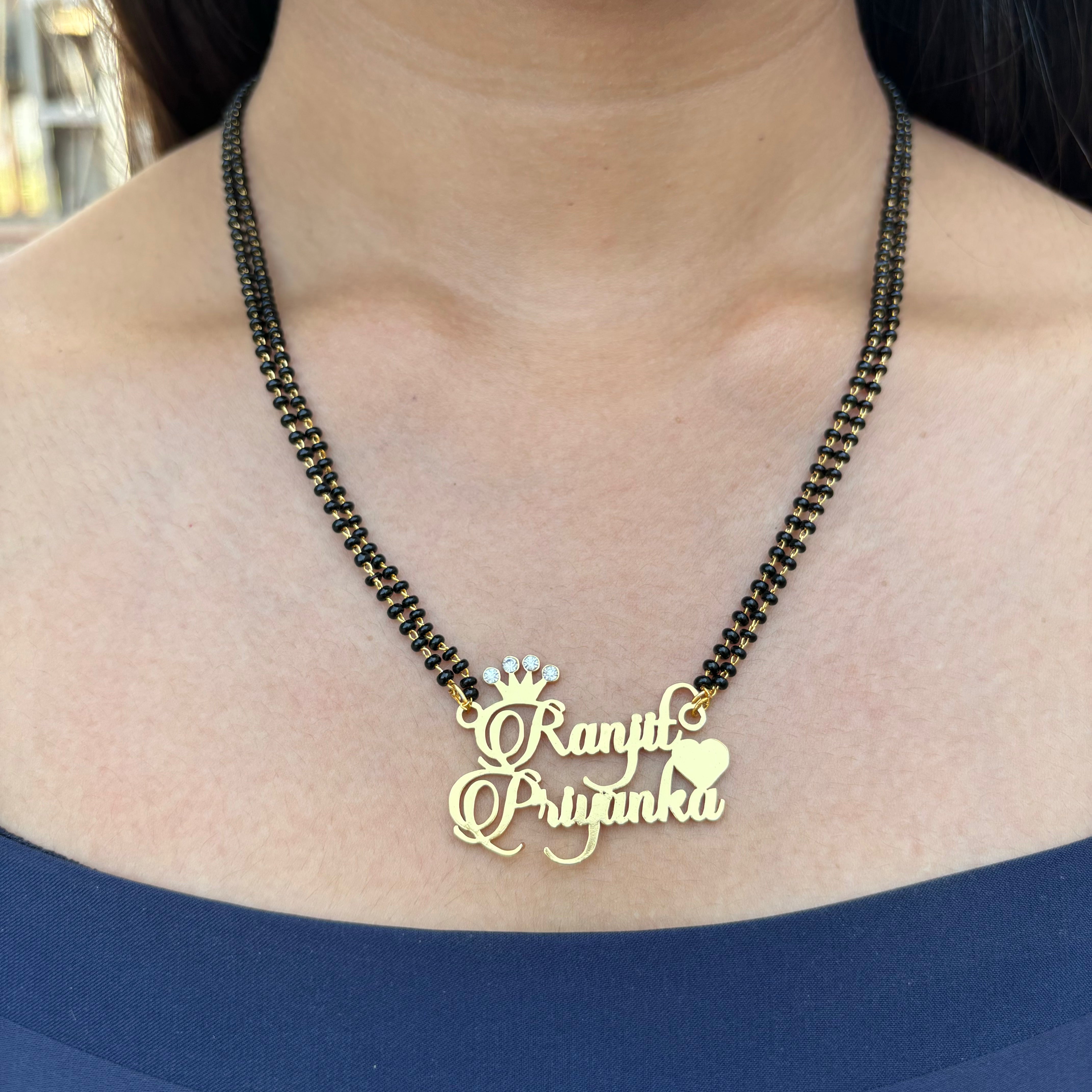 Diamond Heart And Crown Name Necklace