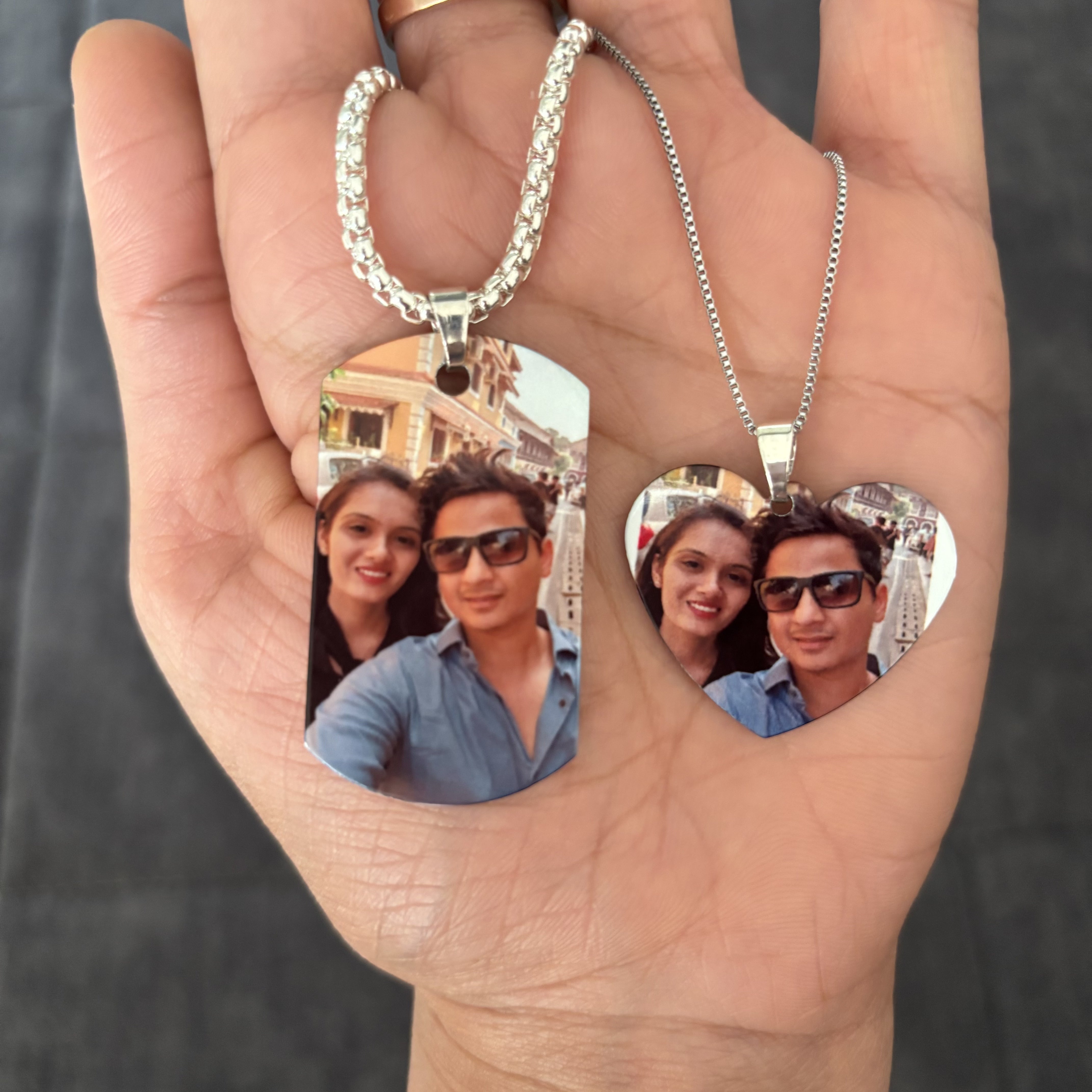 Customize Photo Necklace for Men and Women Combo