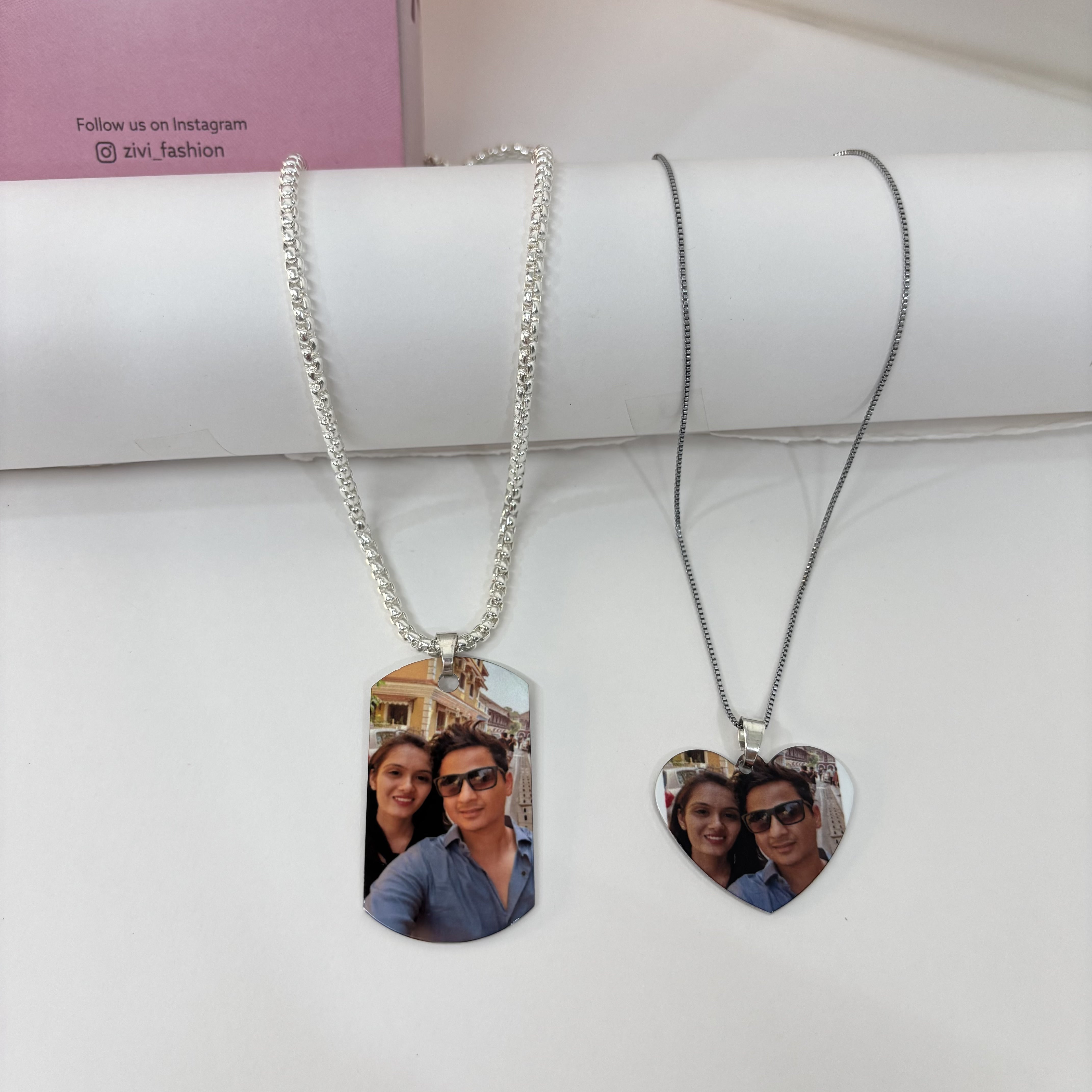 Customize Photo Necklace for Men and Women Combo