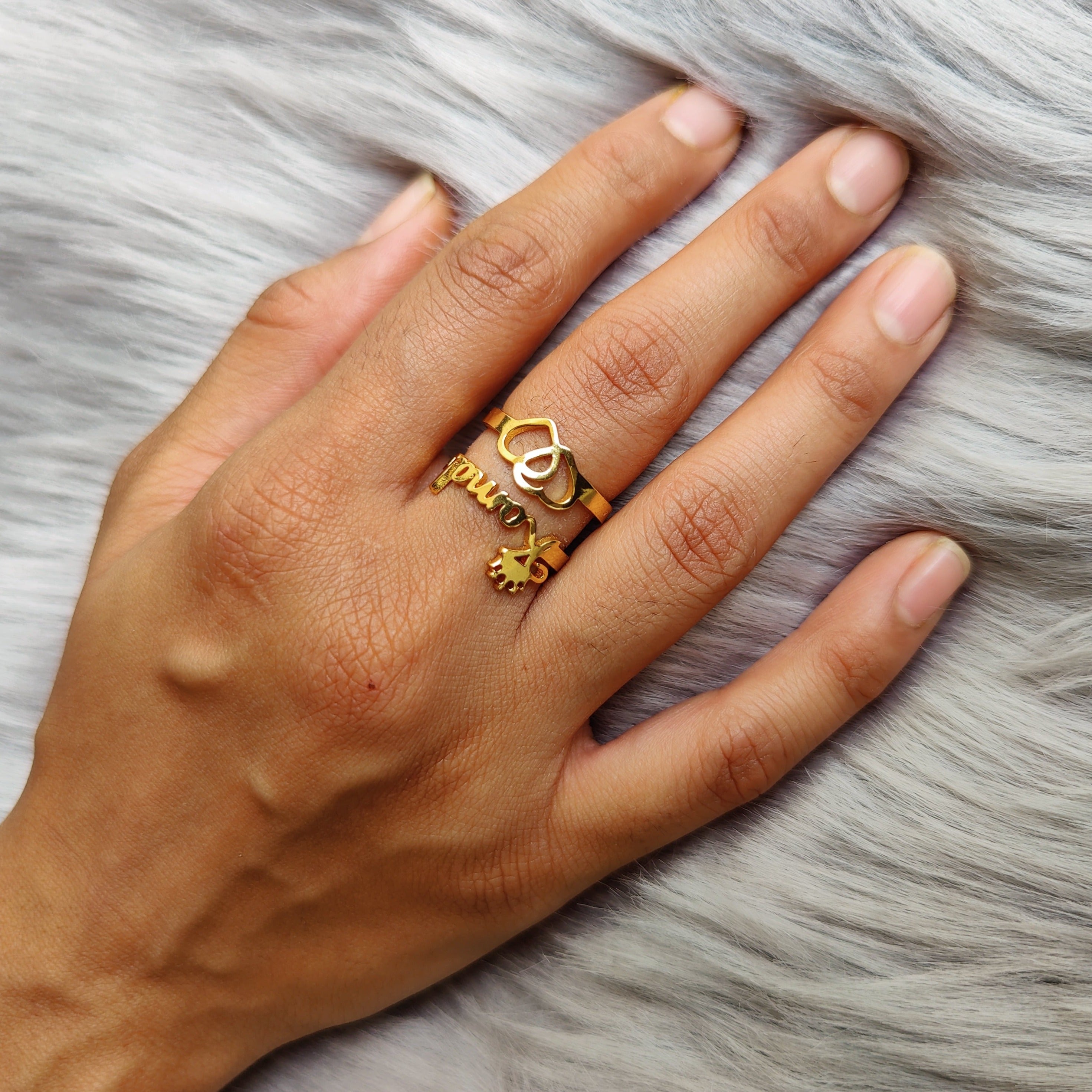 Customize Heart And Crown Name Ring - Main Image