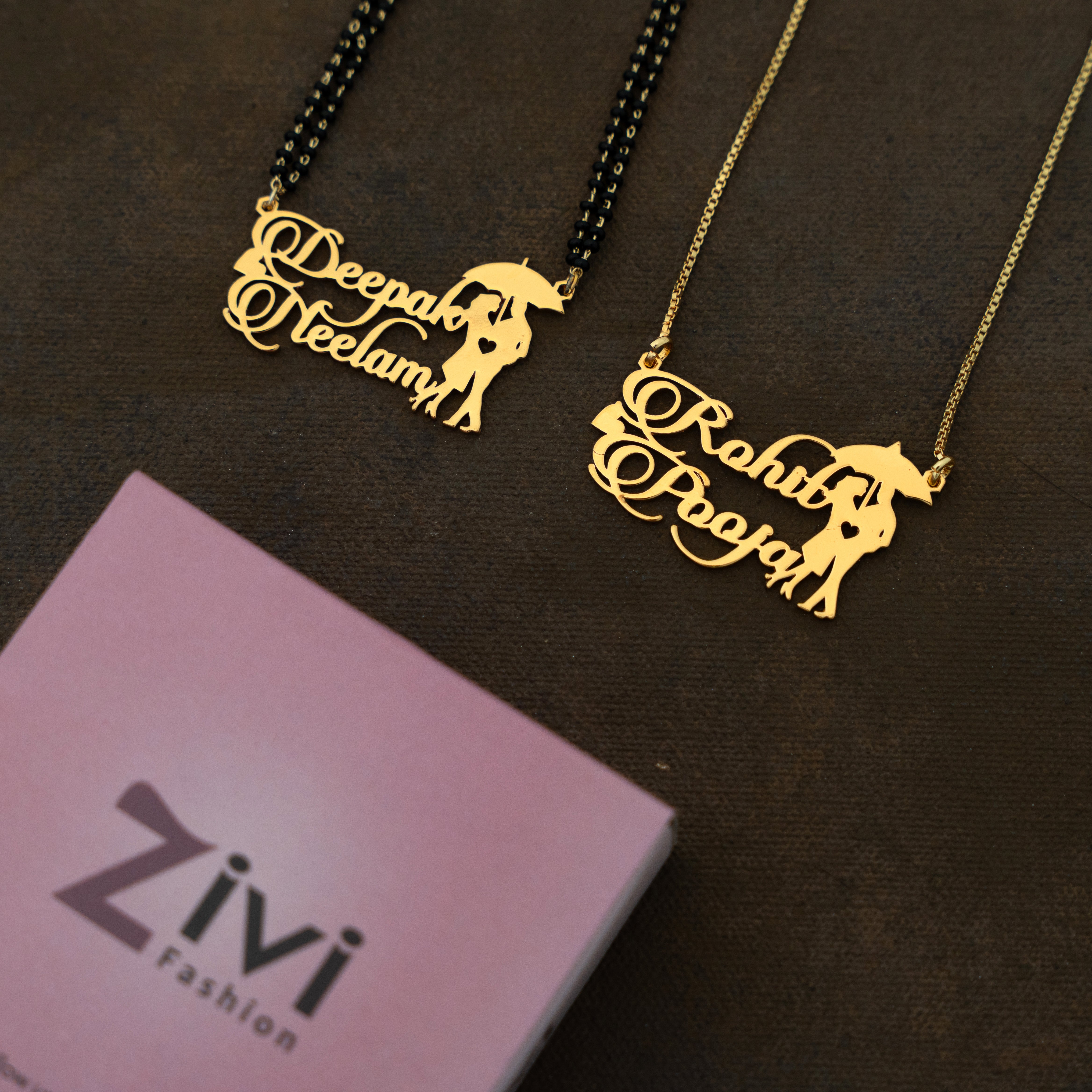 Umbrella Couple Name Necklace
