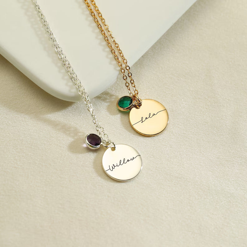 Engraved Charm Circle Necklace