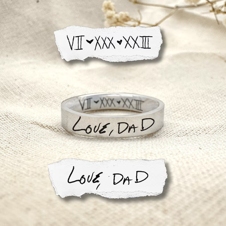 Engraved Single Name Ring