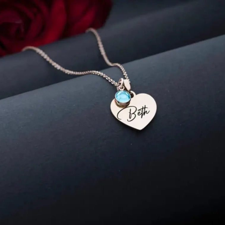 Engraved Charm Heart Necklace