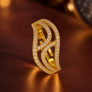Ocean Wave Ring - wavy statement ring lined with stones
